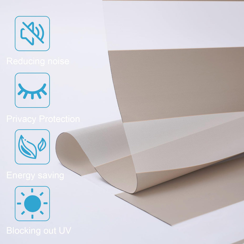 Custom Smart Zebra Blinds Compatible with Alexa, Blackout (85%) Motorized Dual-Layer Zebra Window Shades, Privacy Light