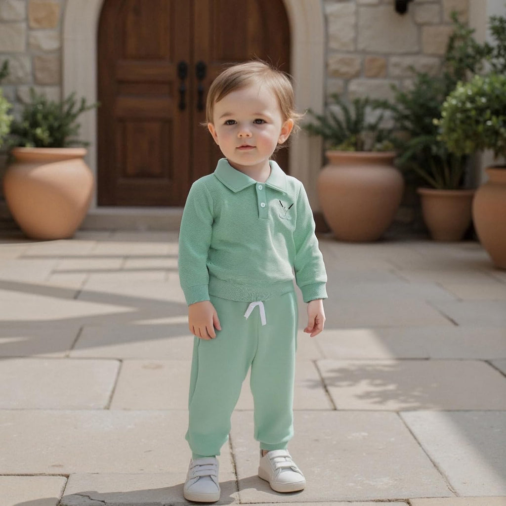 Toddler Boy Girl Golf Outfit Stripes Long Sleeve Sweatshirt Shirt Cute Pants Set Kids Baby Fall Winter Clothes
