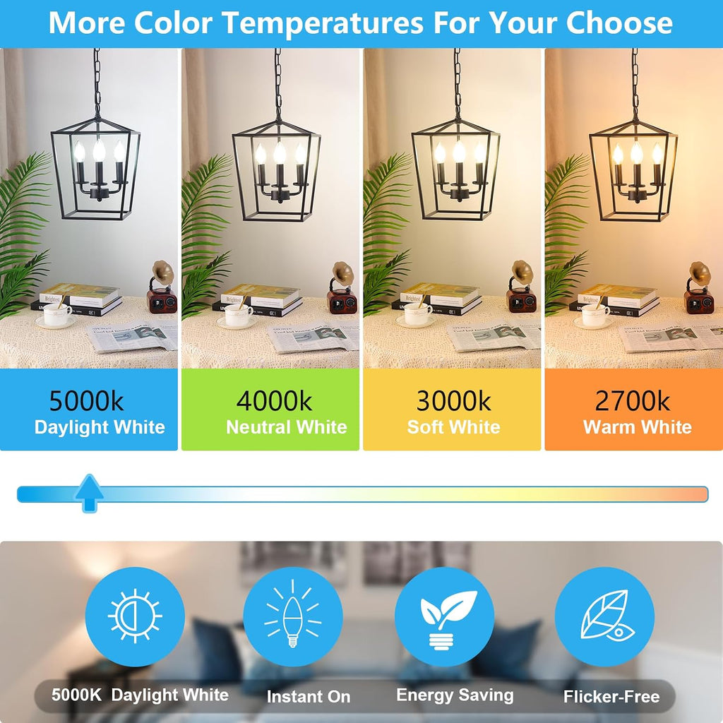 Dimmable E12 LED Candelabra Bulbs 60W Equivalent, Daylight White 5000K, 600LM Chandelier Light Bulb, B11 LED Candle