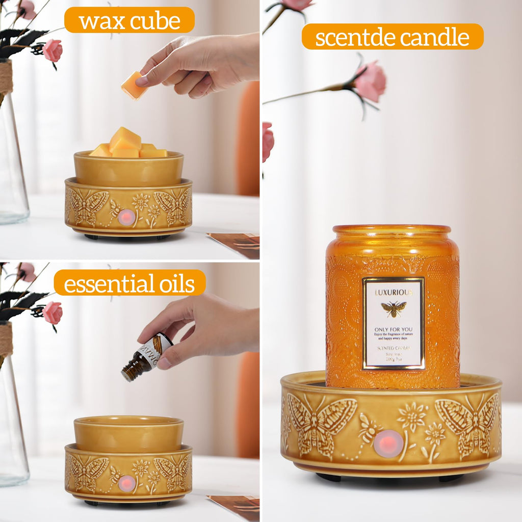 3-in-1 Wax Melt Warmer for Scented Wax, Butterfly Ceramic Wax Warmer