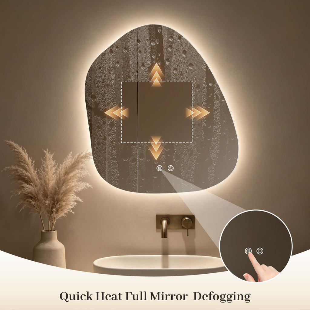 LED Bathroom Mirror with Lights, 22 x 24 Inch Led Bathroom Vanity Mirror for Wall, Anti Fog Mirror, 3 Colors