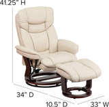 Modern Reclining Swivel Lounge Chair and Ottoman — Beige