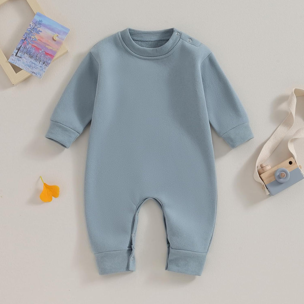 Baby Boy Girl Fleece Romper Jumpsuit Solid Long Sleeve Thick Warm Sweater Bodysuit Fall Winter Outfit Clothes
