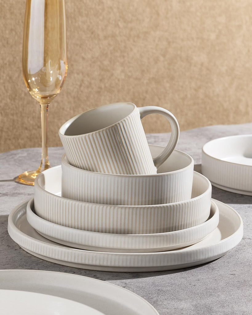 Star Dinnerware Sets with Mugs, Ceramic Plates and Bowls Set for 6