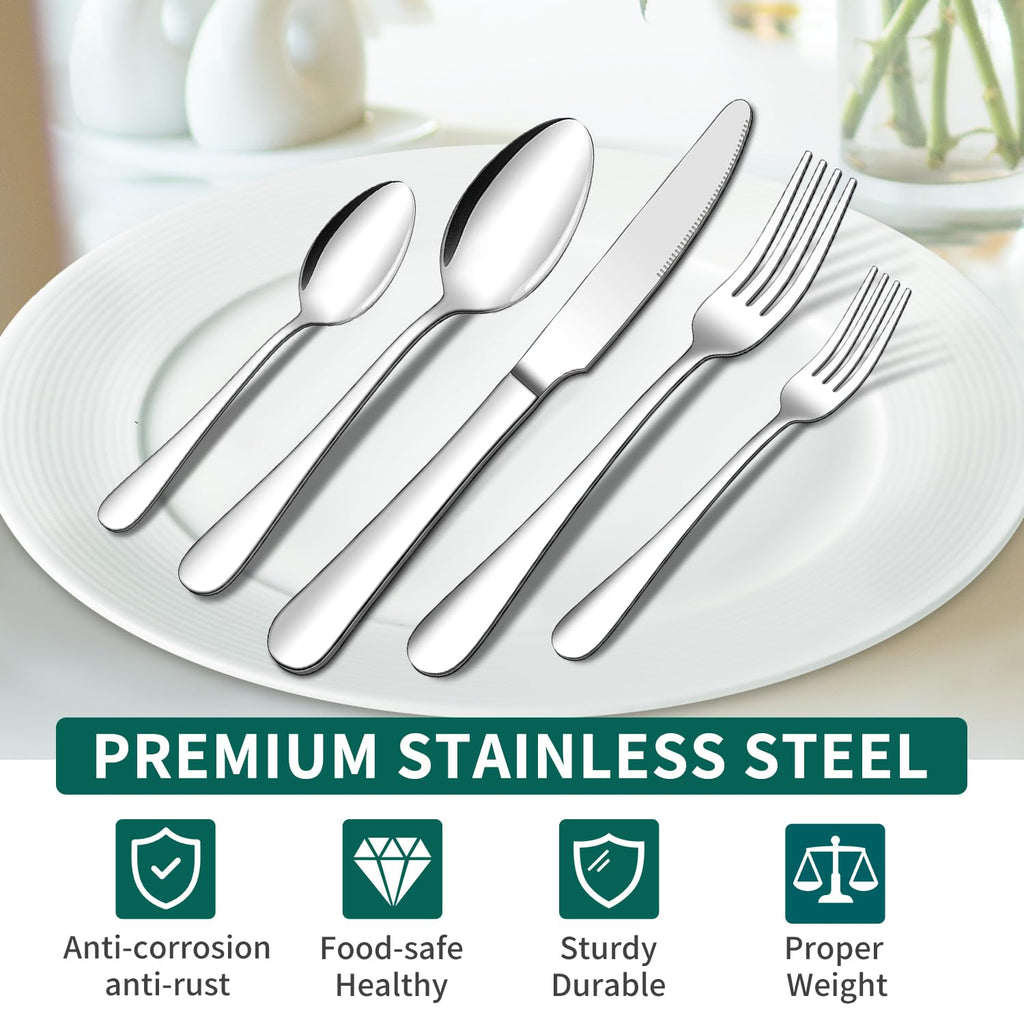 40 Piece Silverware Flatware Set, Stainless Steel Cutlery Set for 8