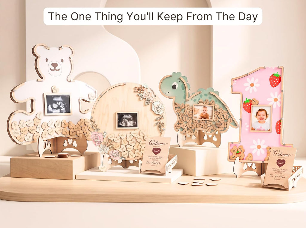 Baby Memory Keepsake Frame Guestbook - Luxury Baby Shower & First Birthday Guest Book Alternative - Preserve Wishes