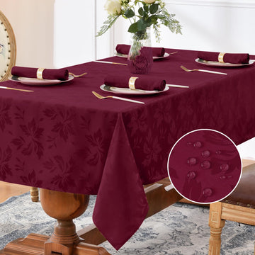 Jacquard Rectangle Tablecloth 60 x 120 Inch, Burgundy