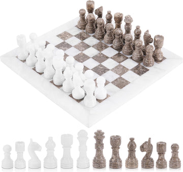 Marble Chess Set 12" Luxury Board Game & Chess Sets for Adults - Set of 32