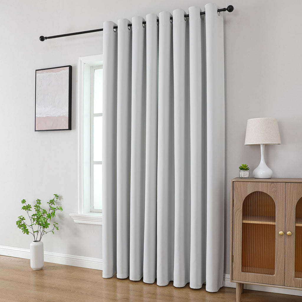 Grayish White Blackout Curtains 63 inch Length 2 Panels Set, Room Darkening Drapes Bedroom, Thermal Insulated Light
