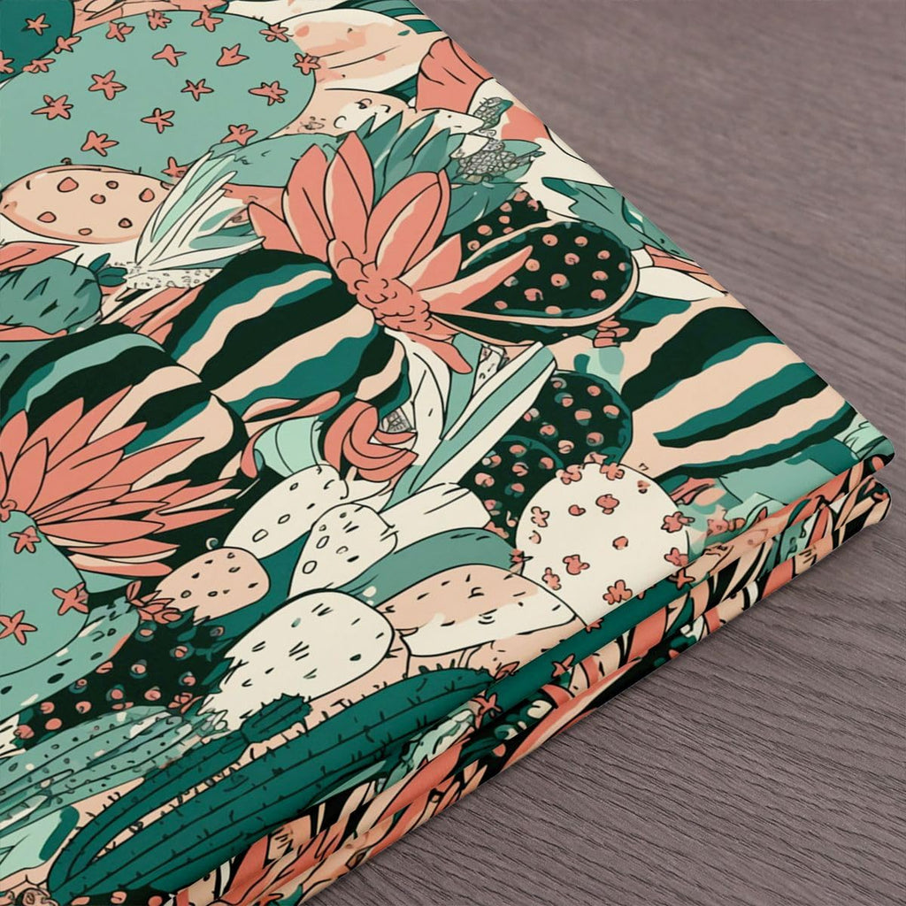 Cactus Fabric By The Yard, Flower Upholstery Fabric, Desert Cacti Plant Flower Decorative Fabric, Japanese Abstract