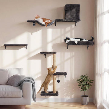 Cat Wall Shelves, 4 in 1 Set, Grey