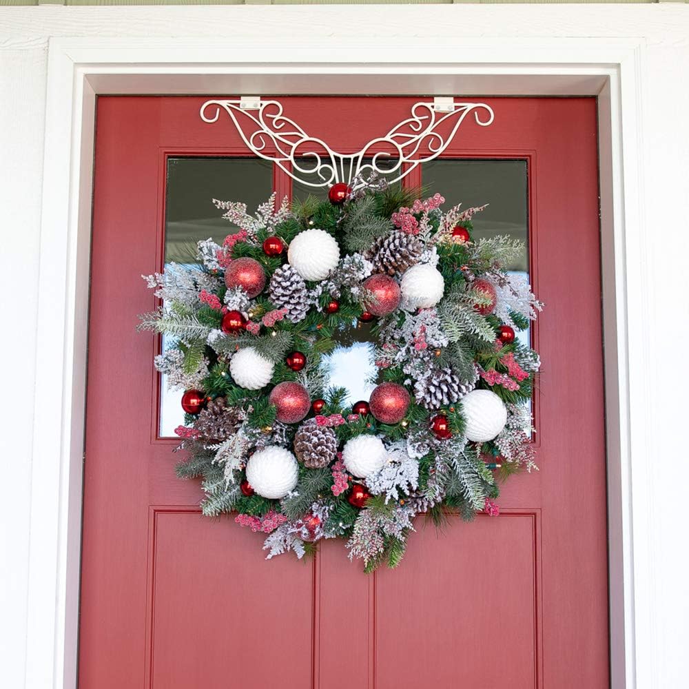 30 Inch Pre-Lit Artificial Christmas Wreath, Frosted Wonderland