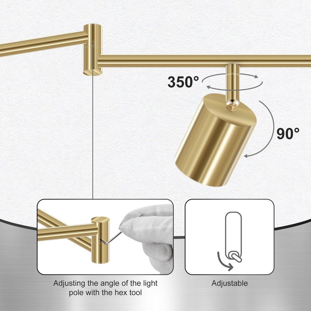 8 Light Track Lighting Fixtures Ceiling, Gold Kichen Track Lighting Fixtures, Rotatable Light Heads, Adjustable