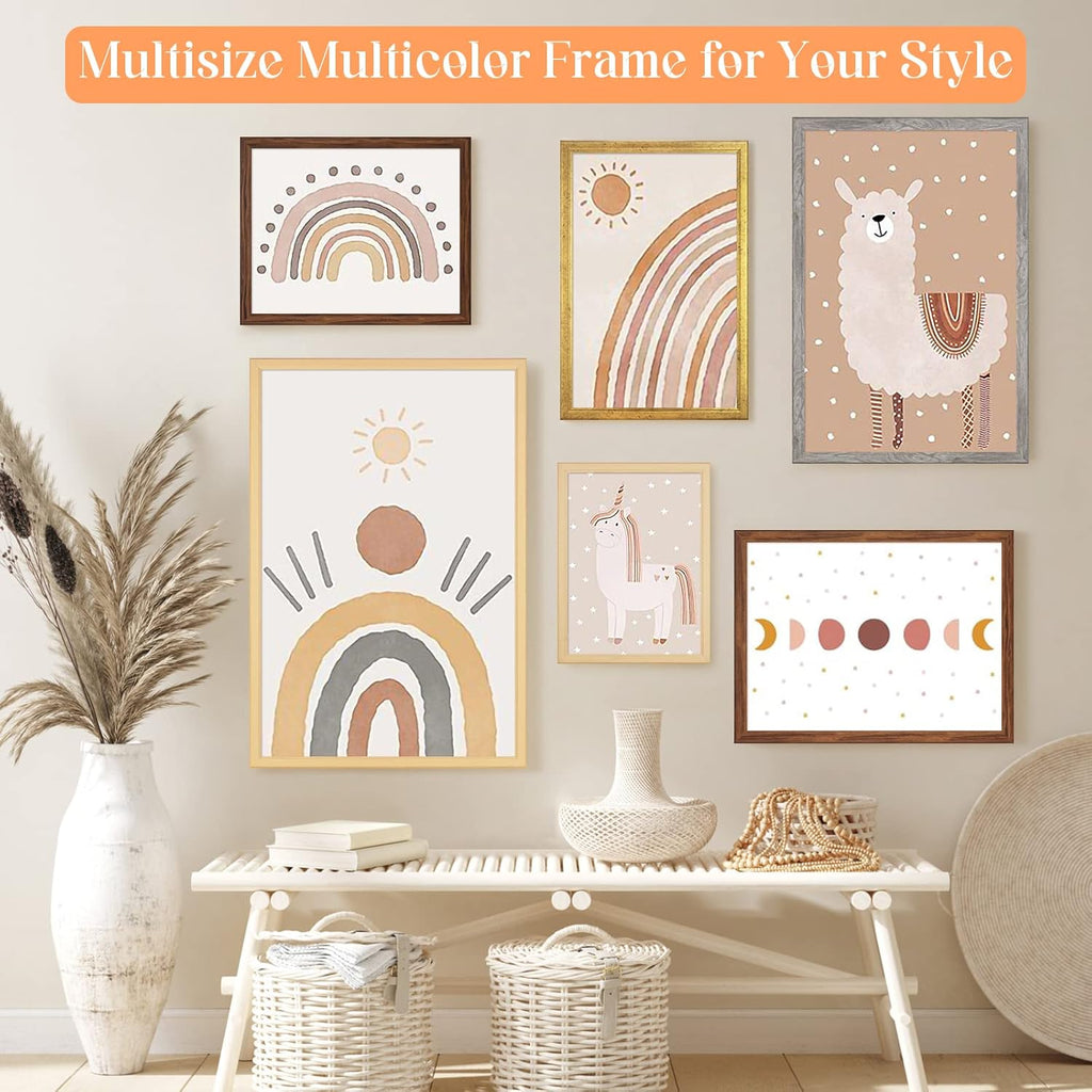 24x36 Poster Frame Gold, Ornate Natural 36x24in Picture Photo Frame, Modern Golden 24 x 36inch Gallery Wall Frame