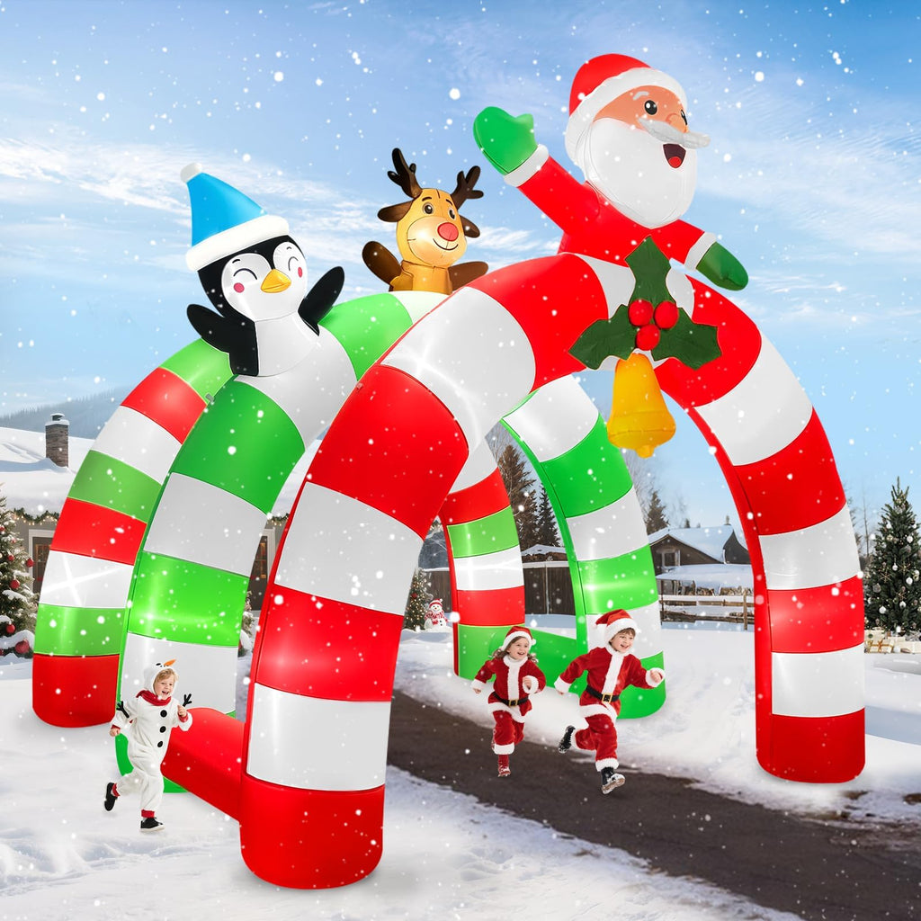 12FT Christmas Inflatable Archway, Santa Elk Inflatable Tunnel