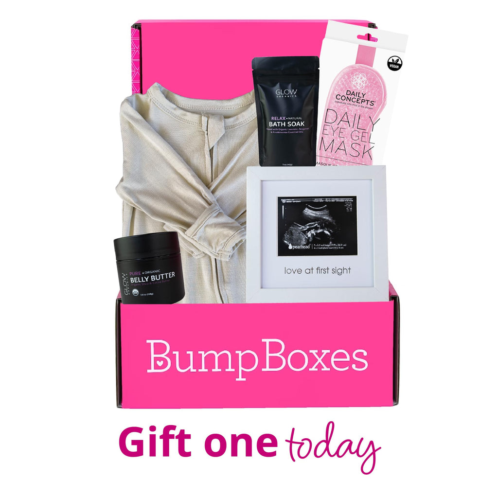 2nd Trimester Gift Set, Complete Pregnancy Care Package with Belly Butter, Bath Soak, Baby Footed Sleeper, Sonogram