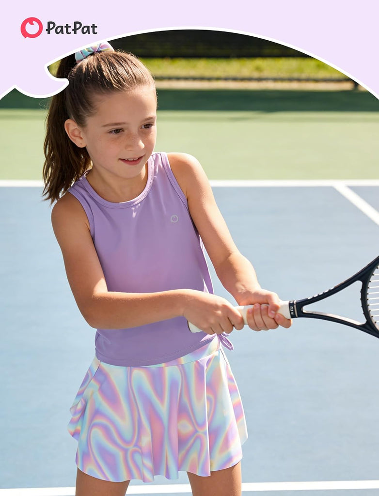 Girls Skirt Athletic Sets Summer Outfits with Hair Ties