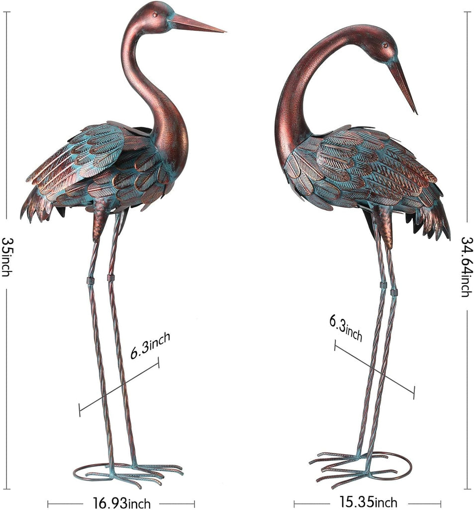 Crane Garden Statues Outdoor Yard Decorations Metal Heron Yard Art Bird Sculpture Decor for Outside Lawn Patio Large