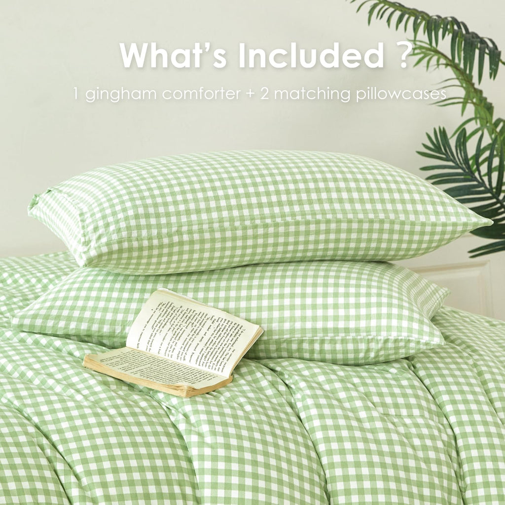 Comforter Set, Green Gingham