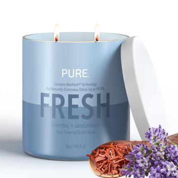 Pure Lavender & Sandalwood Odor Eliminating Scented Candles, Neofresh Technology Eliminates 99.9% of Odors, 16 oz