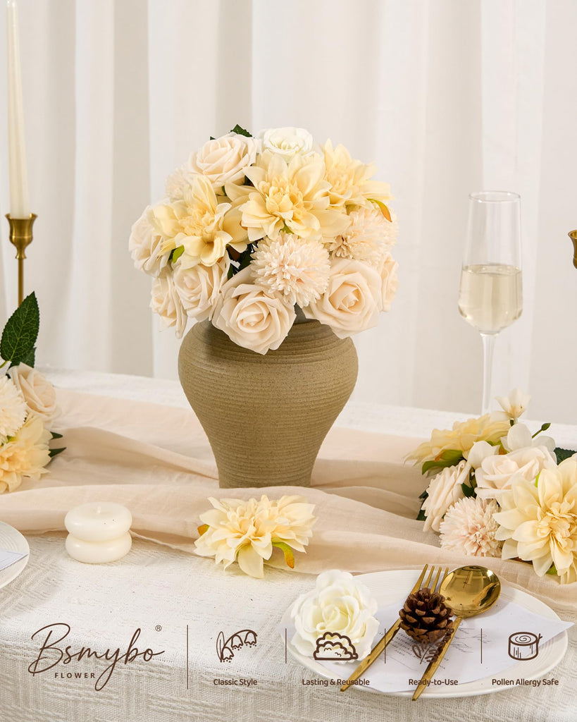 Artificial Flowers Combo Box Champagne Fake Rose Flower for Wedding Decor