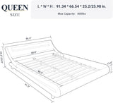 Queen LED Platform Bed Frame with Adjustable Headboard/No Box Spring Need/Easy Assembly/Faux Leather in Black