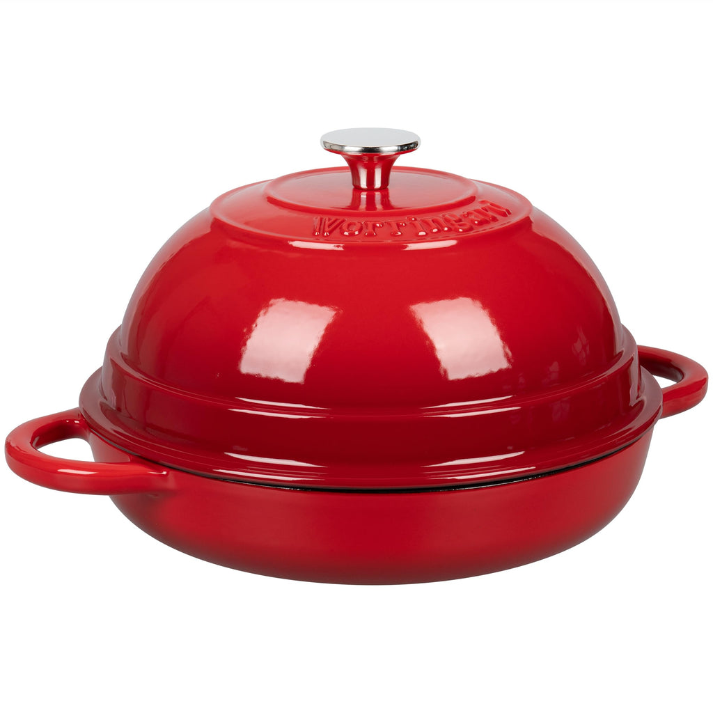 Cast Iron Enameled Dutch Oven Pot with Lid for Bread Baking, Bread Oven, 6 Quart, Red