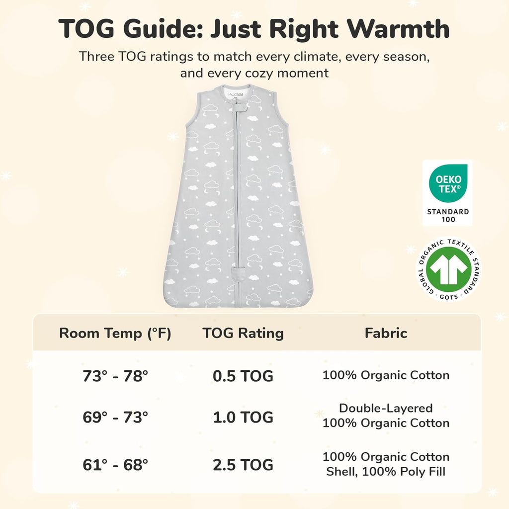 Organic Cotton Baby Wearable Blanket 2.5 TOG Winter Sleep Sack