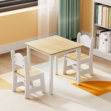Kids Table and Chairs, Toddler Table and Chair Set for Ages 1-3, Wooden Activity Table with Chairs, Perfect for Arts
