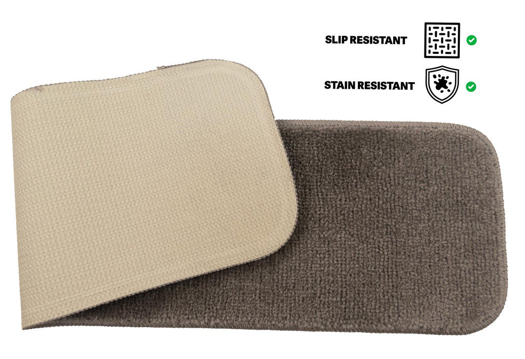 Washable Medium Profile Soft Pile Solid Color Design Stair Treads Set of 13 (Gray, 7" x 24")