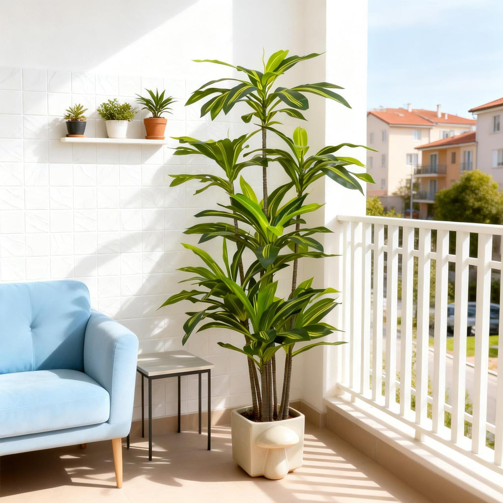 Artificial Dracaena Tree 6FT - Fake Tree with Black Planter - Faux Yucca Tall Fake Floor Plant in Pot - Artificial