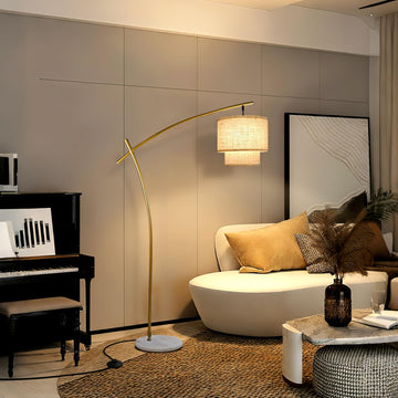 Gold Arc Floor Lamp 70in Modern Standing Tall Lamps 3000K Dimmable