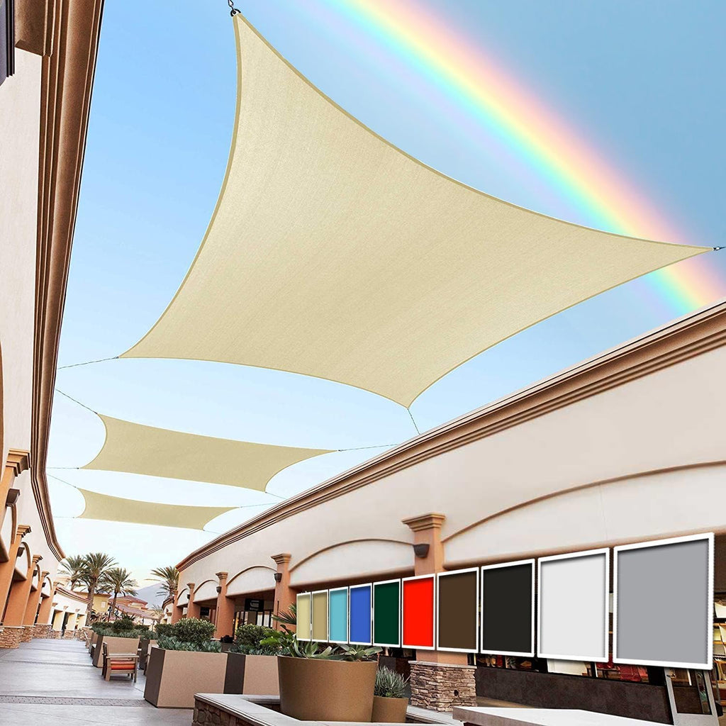 Beige 16' x 20' Sun Shade Sail Rectangle RSTAPRN1620-200GSM - Pergola Shade Sails Canopy - Canopy Mesh Fabric UV