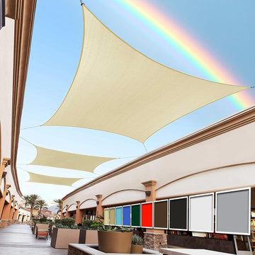 Beige 16' x 20' Sun Shade Sail Rectangle RSTAPRN1620-200GSM - Pergola Shade Sails Canopy - Canopy Mesh Fabric UV