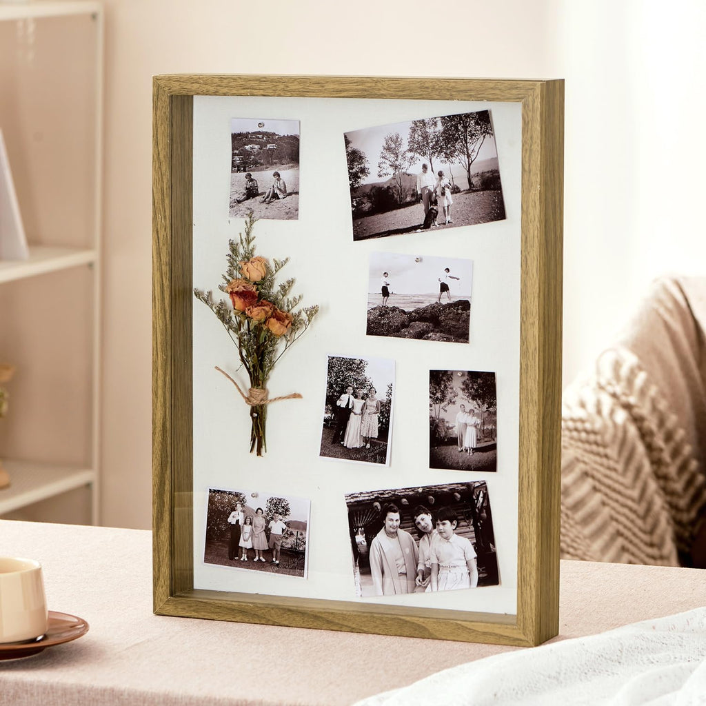 12x16 Brown Deep Shadow Box Picture Frame with Polished Plexiglass