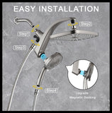 High Pressure Rain Shower Head: Upgrade Shower Heads with Handheld Spray Combo with Fixed Showerhead and 10 Sprays