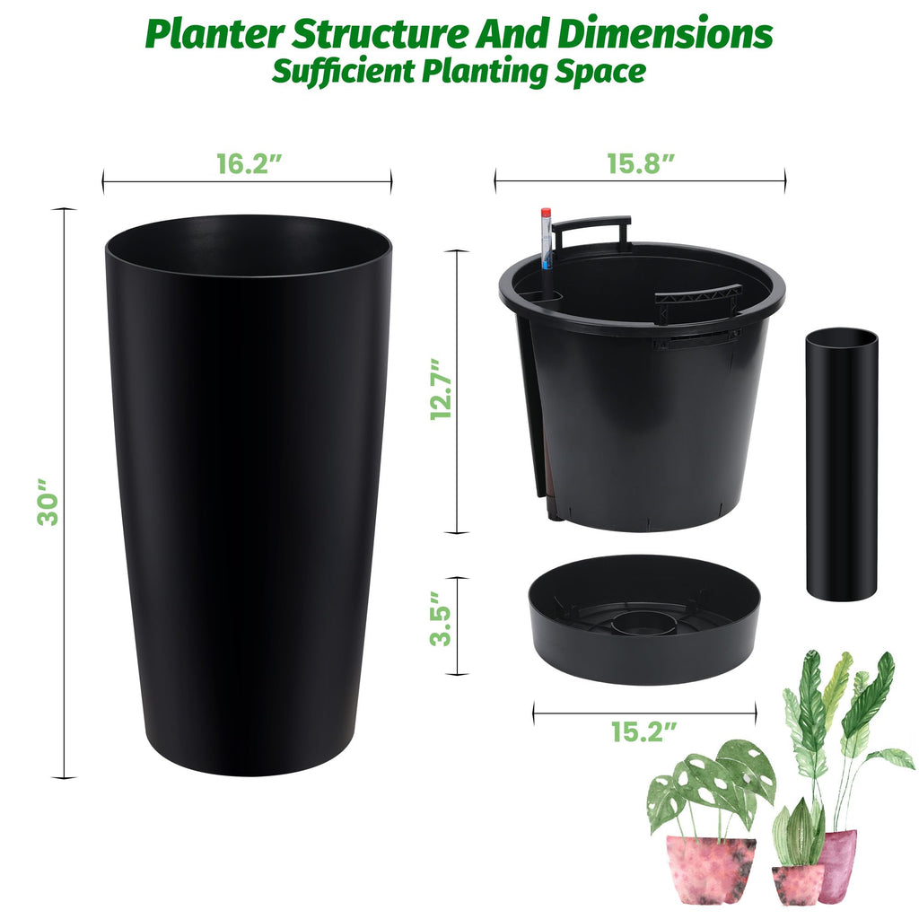 Tall Planters for Outdoor Plants, 30 in Outdoor Planters Set of 2