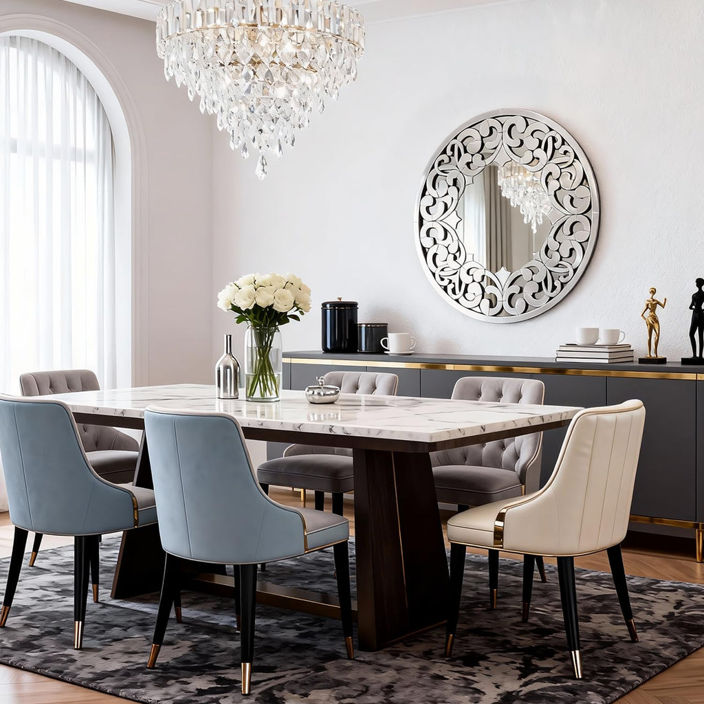 Round Wall Mirror 32 Inch Modern Silver Decorative Mirror