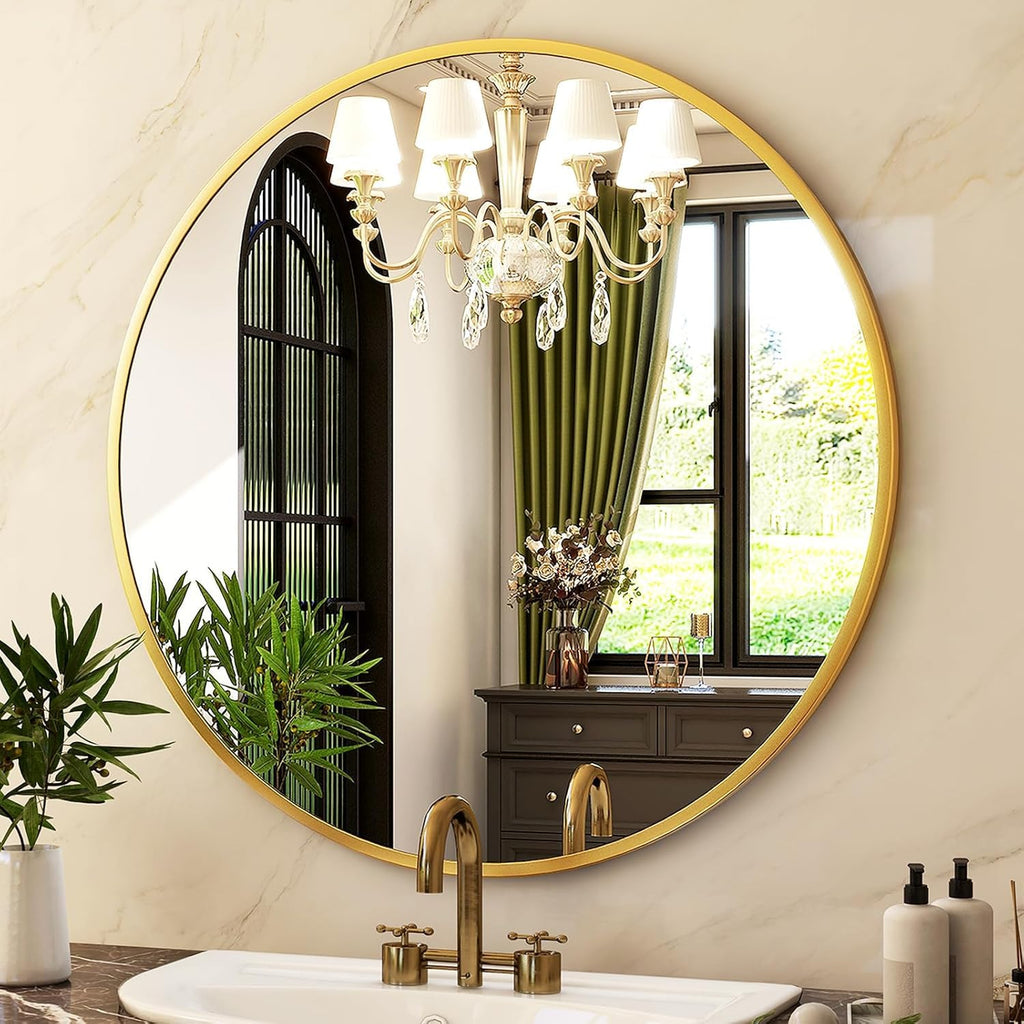 Round Mirror 20 Gold Wall Mounted Circle Mirrors