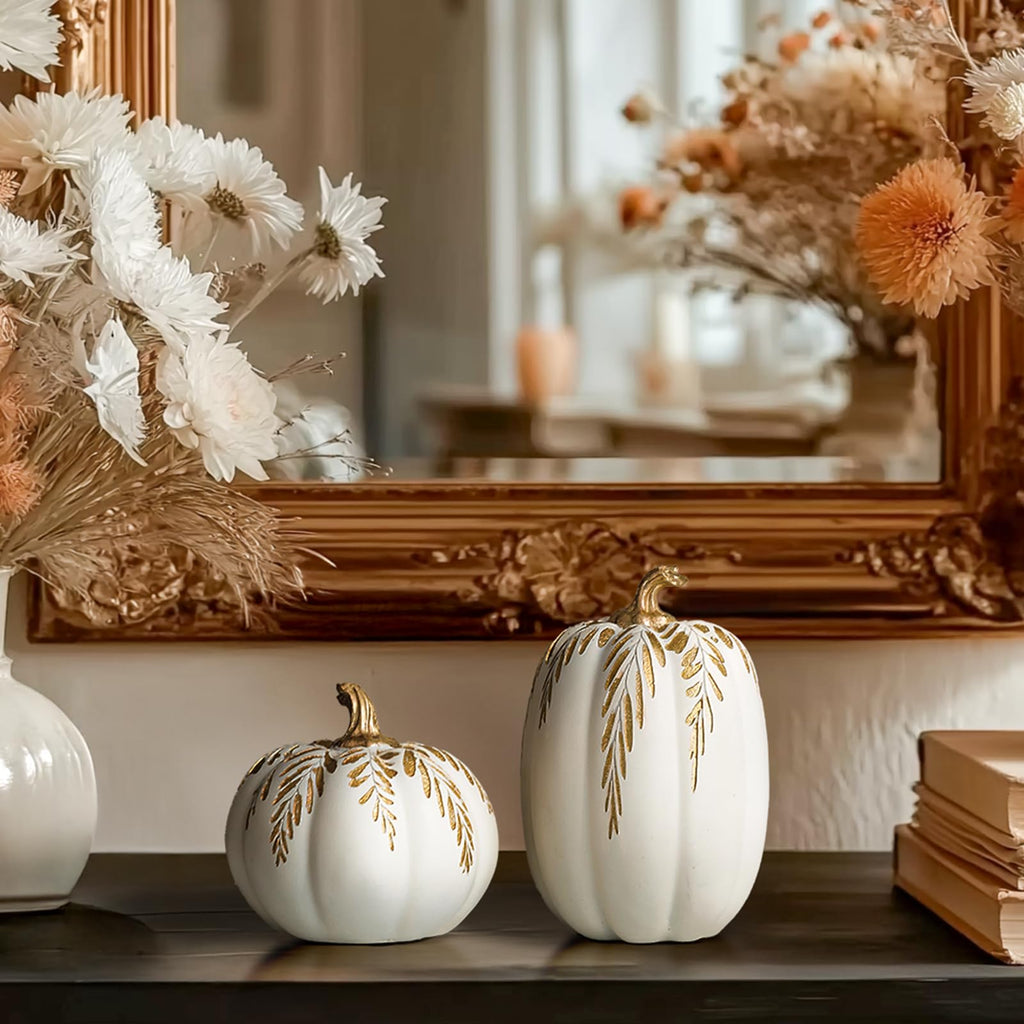 Fall Pumpkin Decor, 2 PCS Thanksgiving Fake Pumpkin