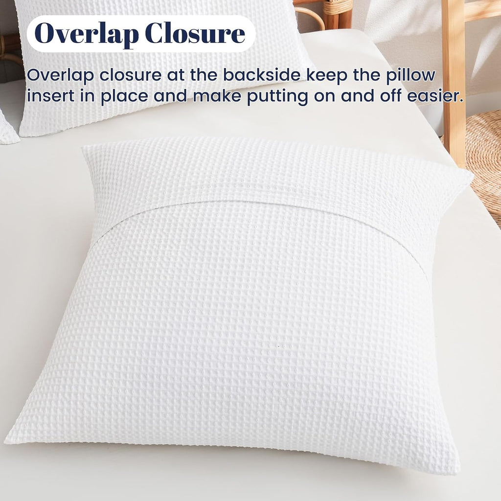 100% Cotton Waffle Weave Euro Shams 26" x 26", No Filling, 2 Pack Elegant Home Decorative Euro Throw Pillow Covers