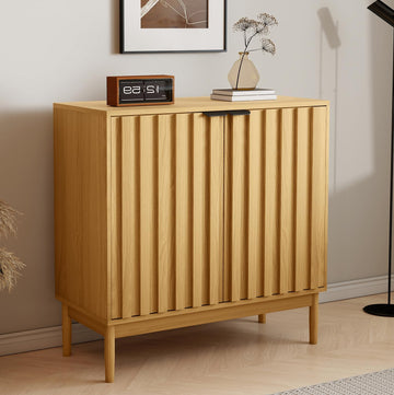 Fluted Buffet Cabinet with Storage, Accent Cabinets, Natural