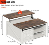 Lift Top Coffee Table with Storage, 31.5" Farmhouse Coffee Table