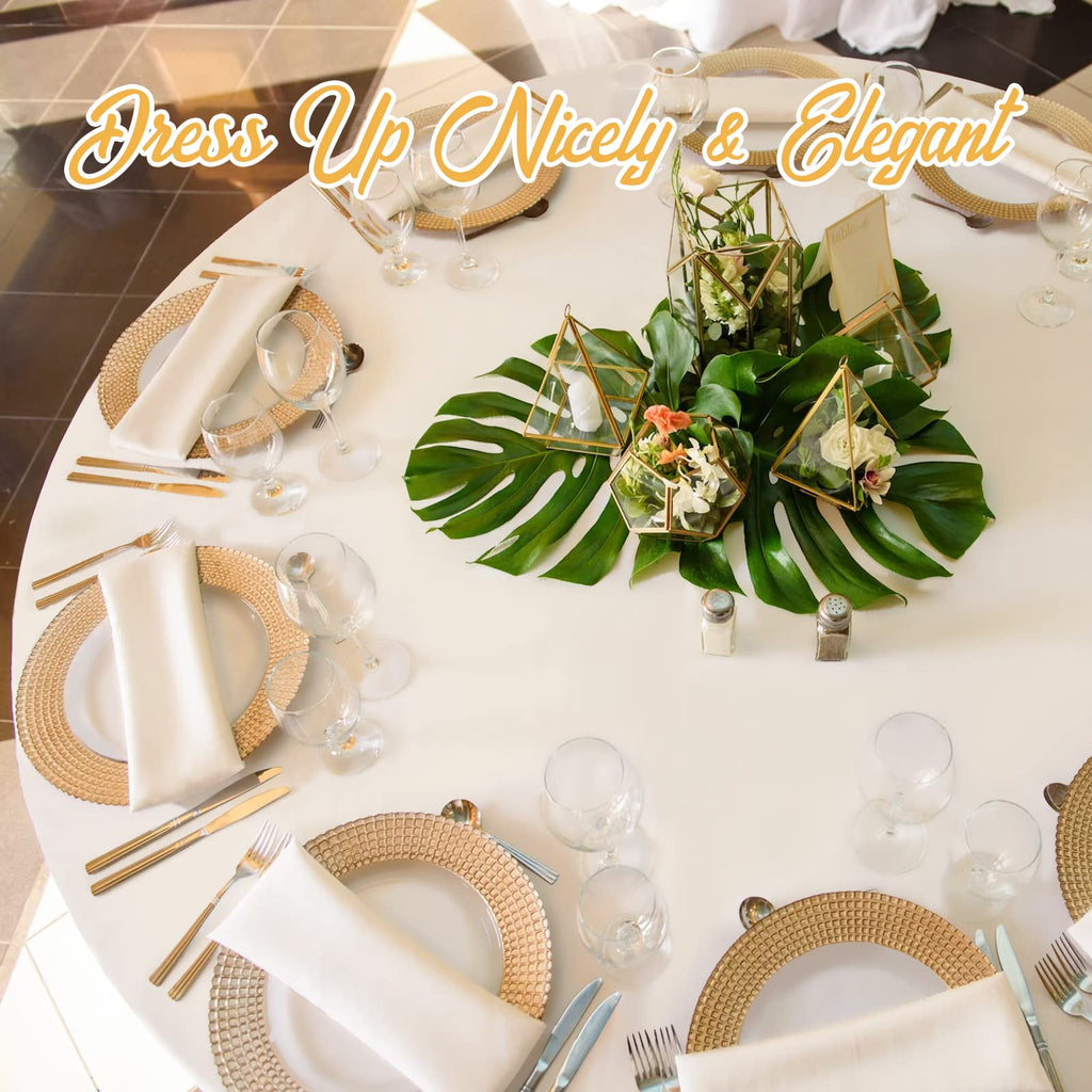 6 Pack Ivory Round Tablecloths 120 Inch for 60" Tables