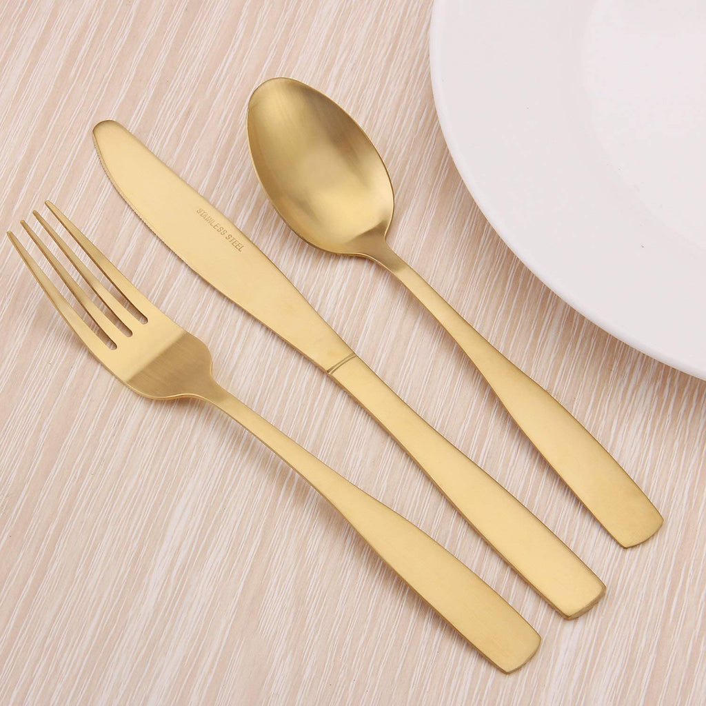 Matte Gold Silverware Set, 20-Piece Stainless Steel Flatware set, Tableware Cutlery Set Service for 4, Utensils s