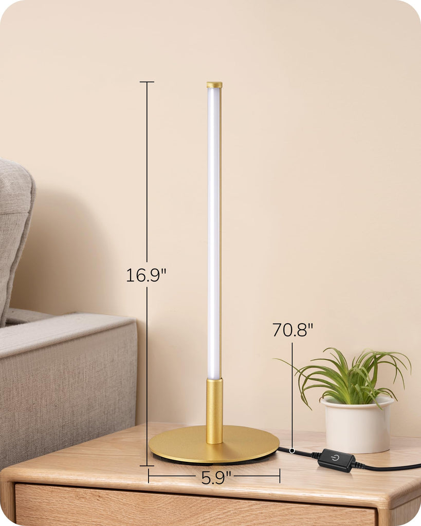 LED Table Lamp, Modern Dimmable Desk Lamps Metal Finish, Gold