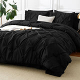 Queen Comforter Set 7 Pieces Bed in A Bag Black Luxury Soft Queen Bed Set Pintuck Pinch Pleat Bedding Sets with