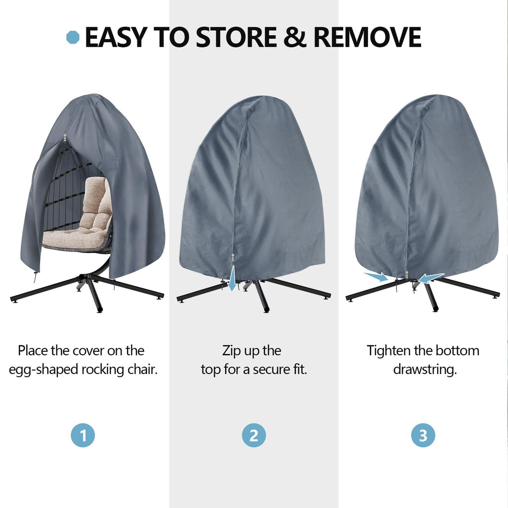 Upgraded: 90"x78" Patio Egg Chair Covers Waterproof & UV Resistant, Heavy-Duty Zippered Cover for Outdoor Egg Swing