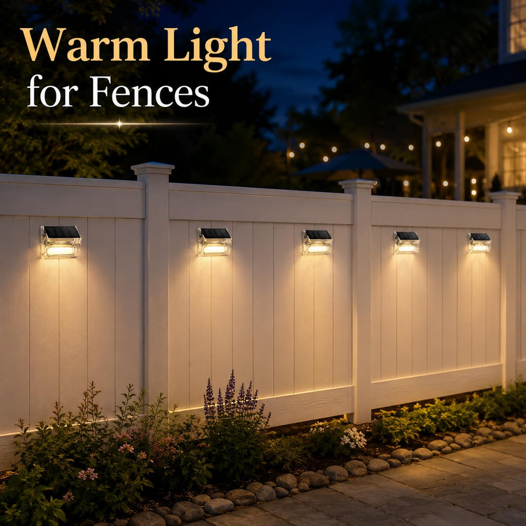 Solar Outdoor Lights, 8 Pack Solar Fence Deck Lights, Waterproof Outside Lighting for Step Railing Wall Pool Stair