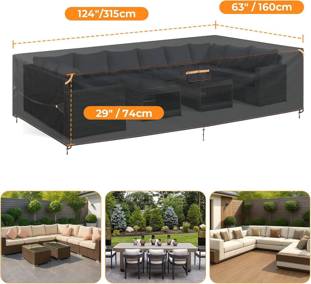 Extra Large Weatherproof Outdoor Furniture Cover, Heavy Duty Waterproof Oxford Outdoor Dining Table Tarp Patio Set
